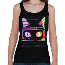 PRINTFASHION Psychedelic cat - Női atléta - Fekete női trikó