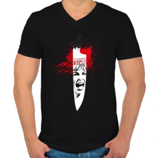 PRINTFASHION Psycho - Férfi V-nyakú póló - Fekete