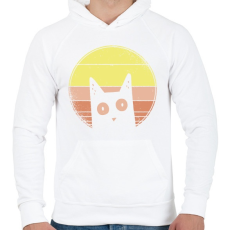 PRINTFASHION Psycho macska - Férfi kapucnis pulóver - Fehér