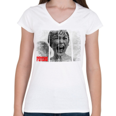 PRINTFASHION Psycho - Női V-nyakú póló - Fehér