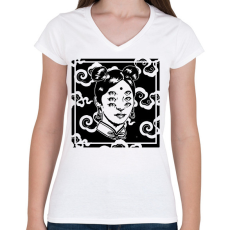 PRINTFASHION Pszichedelikus nő - Női V-nyakú póló - Fehér