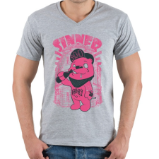 PRINTFASHION Pszicho medve - Férfi V-nyakú póló - Sport szürke férfi póló