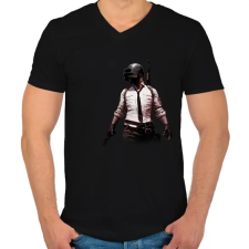 PRINTFASHION pubg #1 - Férfi V-nyakú póló - Fekete férfi póló