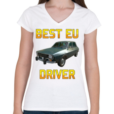 PRINTFASHION PUBG - Best EU Driver - Női V-nyakú póló - Fehér női póló