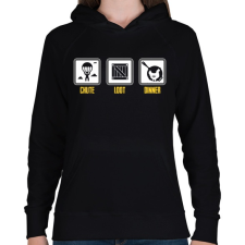 PRINTFASHION PUBG - chute - loot - dinner - Női kapucnis pulóver - Fekete női pulóver, kardigán