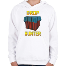 PRINTFASHION PUBG - Drop Hunter - Gyerek kapucnis pulóver - Fehér