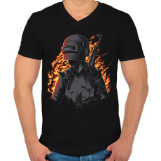 PRINTFASHION PUBG - Férfi V-nyakú póló - Fekete