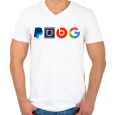 PRINTFASHION PUBG logo paródia - Férfi V-nyakú póló - Fehér
