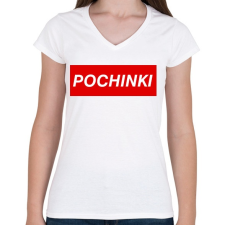 PRINTFASHION PUBG - Pochinki - Női V-nyakú póló - Fehér női póló
