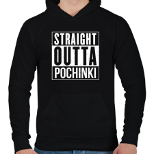 PRINTFASHION PUBG - Straight Outta Pochinki - Férfi kapucnis pulóver - Fekete férfi pulóver, kardigán