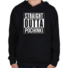PRINTFASHION PUBG - Straight Outta Pochinki - Gyerek kapucnis pulóver - Fekete gyerek pulóver, kardigán