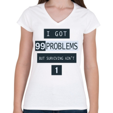 PRINTFASHION Pubg Surviving - Női V-nyakú póló - Fehér női póló