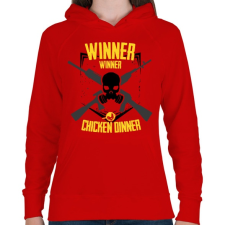 PRINTFASHION PUBG - WINNER WINNER CHICKEN DINNER - Női kapucnis pulóver - Piros női pulóver, kardigán