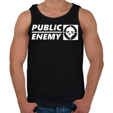 PRINTFASHION PUBLIC ENEMY FEHÉR - Férfi atléta - Fekete