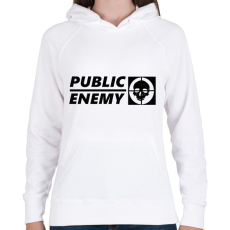 PRINTFASHION PUBLIC ENEMY - Női kapucnis pulóver - Fehér