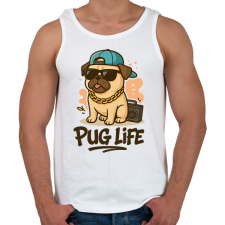 PRINTFASHION Pug Life - Férfi atléta - Fehér atléta, trikó