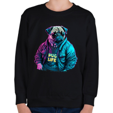 PRINTFASHION Pug Life - Mopsz - Gyerek pulóver - Fekete gyerek pulóver, kardigán