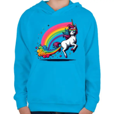 PRINTFASHION Pukikornis - Gyerek kapucnis pulóver - Azúrkék gyerek pulóver, kardigán