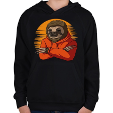 PRINTFASHION Pulóveres lajhár - Gyerek kapucnis pulóver - Fekete gyerek pulóver, kardigán