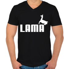 PRINTFASHION Puma Láma paródia - Férfi V-nyakú póló - Fekete férfi póló
