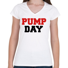 PRINTFASHION PUMP DAY - Női V-nyakú póló - Fehér női póló