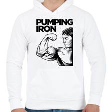 PRINTFASHION Pumping Iron - Férfi kapucnis pulóver - Fehér férfi pulóver, kardigán