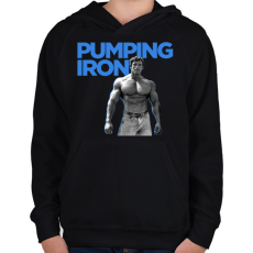 PRINTFASHION Pumping Iron - Gyerek kapucnis pulóver - Fekete