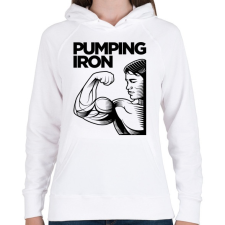 PRINTFASHION Pumping Iron - Női kapucnis pulóver - Fehér női pulóver, kardigán