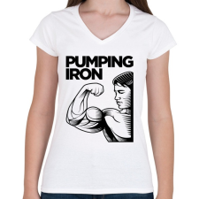 PRINTFASHION Pumping Iron - Női V-nyakú póló - Fehér női póló