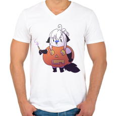 PRINTFASHION Pumpkin cat - Férfi V-nyakú póló - Fehér