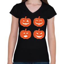 PRINTFASHION pumpkins-1777667 - Női V-nyakú póló - Fekete női póló