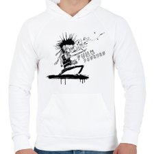 PRINTFASHION Punk forever - Férfi kapucnis pulóver - Fehér férfi pulóver, kardigán