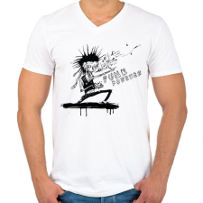 PRINTFASHION Punk forever - Férfi V-nyakú póló - Fehér férfi póló