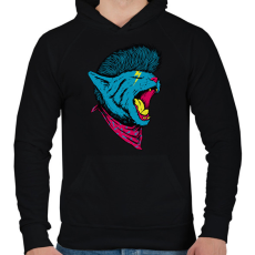 PRINTFASHION Punk macska - Férfi kapucnis pulóver - Fekete