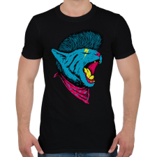 PRINTFASHION Punk macska - Férfi póló - Fekete férfi póló