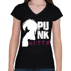PRINTFASHION Punk queen - Női V-nyakú póló - Fekete