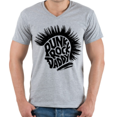 PRINTFASHION Punk Rock Apa - Férfi V-nyakú póló - Sport szürke