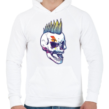 PRINTFASHION Punk-rock  koponya  - Férfi kapucnis pulóver - Fehér férfi pulóver, kardigán