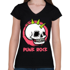 PRINTFASHION PUNK ROCK - Női V-nyakú póló - Fekete női póló