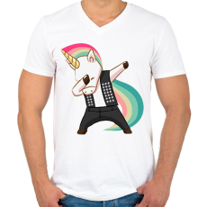 PRINTFASHION Punk unikornis - Férfi V-nyakú póló - Fehér