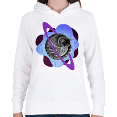 PRINTFASHION Purple cat planet - Női kapucnis pulóver - Fehér