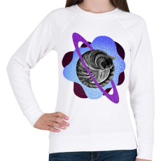 PRINTFASHION Purple cat planet - Női pulóver - Fehér