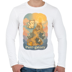 PRINTFASHION Purr-gatory - Férfi hosszú ujjú póló - Fehér