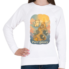 PRINTFASHION Purr-gatory - Női pulóver - Fehér női pulóver, kardigán