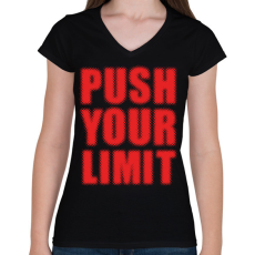 PRINTFASHION Push your limit - Női V-nyakú póló - Fekete