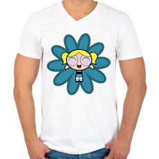 PRINTFASHION Puszedli - Férfi V-nyakú póló - Fehér