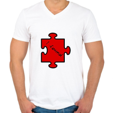 PRINTFASHION puzzle(férfi) - Férfi V-nyakú póló - Fehér férfi póló