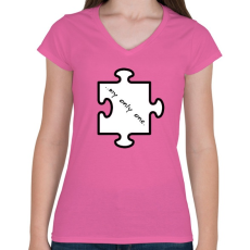 PRINTFASHION puzzle(nő) - Női V-nyakú póló - Rózsaszín