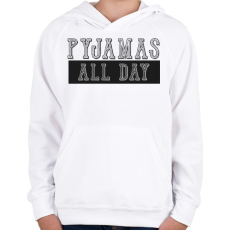 PRINTFASHION Pyjamas all day - Gyerek kapucnis pulóver - Fehér
