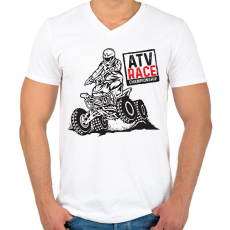 PRINTFASHION quad - Férfi V-nyakú póló - Fehér